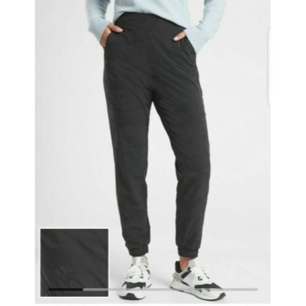Athleta Woman's Sz 4 Black Brooklyn Textured Lined Jogger Camo Lux‎ Travel